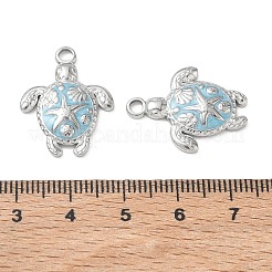 304ステンレスペンダント  エナメル  カメのチャーム  ステンレス鋼色  空色  23.5x18.5x3.5mm  穴：2mm&nbsp;SA-CBA11D7-08P-01