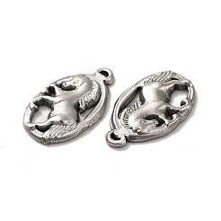 変色しない304ステンレススチールペンダント  馬のチャーム付きオーバル  ステンレス鋼色  26.5x15.5x3mm  穴：1x2mm&nbsp;STAS-Q001-20P