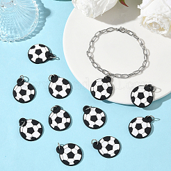 シリコンペンダント80個  白金鉄丸カンで  サッカー  29.5x24.5x3mm  穴：6mm&nbsp;SIL-SC0002-95