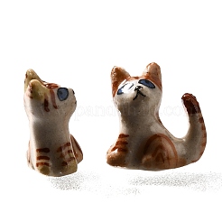 手作りの陶器ビーズ  手描きの陶器ビーズ  猫の形  シエナ  15.5~16.5x15~16x8.5~9mm  穴：1.6mm&nbsp;PORC-S002-13A