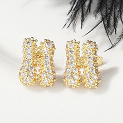 Brass Micro Pave Cubic Zirconia Stud Earrings&nbsp;EJEW-Z091-04G-H