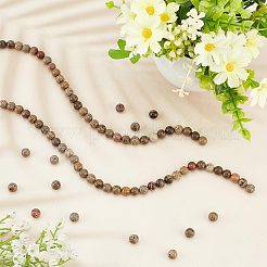 2連売りの丸い天然デンドライトジャスパービーズ連売り  草花石  8mm  穴：1mm  約47個/連  15.40''（39.11センチメートル）&nbsp;G-OC0004-31