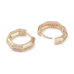 Brass Micro Pave Clear Cubic Zirconia Hoop Earring&nbsp;EJEW-L292-004G