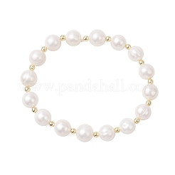 Natural Cultured Freshwater Pearl Round Beaded Stretch Bracelets for Women&nbsp;BJEW-JB12126