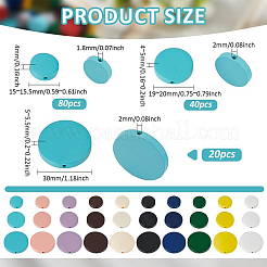 140 個 30 スタイル塗装天然木ビーズ  フラットラウンド  ミックスカラー  15~30.5x4~5.5mm  穴：1.2~2mm  140個/セット&nbsp;WOOD-PH0003-37