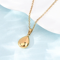 304 Stainless Steel Teardrop Pendant Cable Chain Necklaces for Men Women&nbsp;NJEW-K308-02B-G