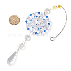 ガラスビーズの花の吊り飾り  家庭菜園の装飾用のタッセルサンキャッチャー  プラチナ  327mm&nbsp;HJEW-TA00187