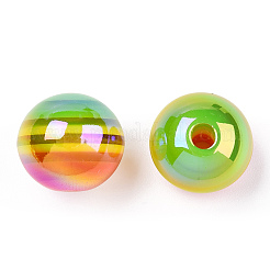 ストライプ柄樹脂ビーズ  ABカラー  ロンデル  サンゴ  15.5~16x13.5~14.5mm  穴：2.5~3.5mm&nbsp;RESI-B014-01B-09