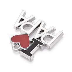 合金エナメルチャーム  パパ大好きという言葉  カドミウムフリー＆鉛フリー  プラチナ  33x37.5x3mm  穴：2.8mm&nbsp;ENAM-N067-03P