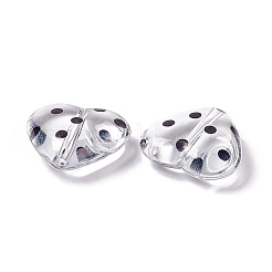 透明なアクリルビーズ  水玉柄の心  透明  ブラック  15.5x17.5x6mm  穴：1.7mm&nbsp;OACR-C009-05B