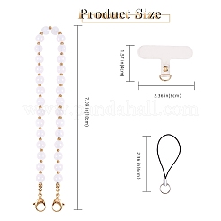 Natural Malaysia Jade & 304 Stainless Steel Round Beaded Mobile Straps&nbsp;HJEW-SW00043-05