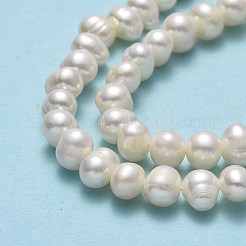 天然養殖淡水パールビーズ連売り  ポテト  ベージュ  4~6x5~7x5~6mm  穴：0.7mm  約67~71個/連  13.58~14.25インチ（34.5~36.2cm）&nbsp;PEAR-F018-17B-01-X