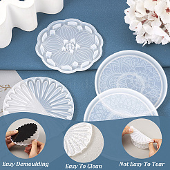 4Pcs 4 Style DIY Silicone Mandala Pattern Coaster Molds&nbsp;DIY-TA0006-42