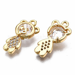 Brass Micro Pave Clear Cubic Zirconia Pendants&nbsp;KK-T063-80G-NF