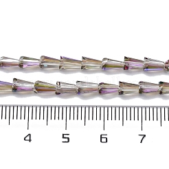 透明電気メッキガラスビーズ連売り  コーンビーズ連売り  多面カット  プラム  6x4x3.5mm  穴：0.7mm  約99個/連  21.34''（54.2センチメートル）&nbsp;EGLA-H107-02A-HR01