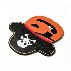 片面プリントウッドビッグペンダント  ハロウィンチャーム  カボチャ  143x148x4mm  穴：4mm&nbsp;WOOD-I010-08C