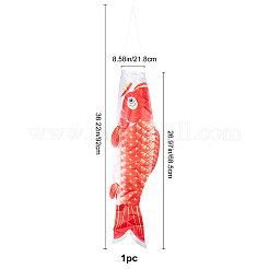 日本の鯉吹流しストリーマー魚の旗  家の屋外の掛かる装飾  レッド  92cm&nbsp;HJEW-WH0008-33