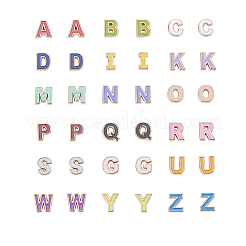 合金エナメルスライドチャーム  カドミウムフリー＆鉛フリー  アルファベット  a～zの文字  ライトゴールド  ミックスカラー  9.5x5x3mm  穴：1.2mm  50個/セット  1セット&nbsp;ENAM-CJ0001-25