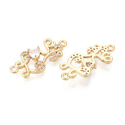 Brass Pave Clear Cubic Zirconia Word Love Links/Connector Charms&nbsp;KK-T077-65G