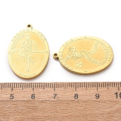 304ステンレスペンダント  スポーツをテーマにした楕円形のチャーム  ゴールドカラー  29x20x2mm  穴：1.3mm&nbsp;STAS-F367-20G