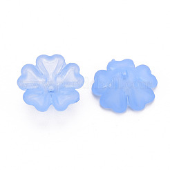 透明な艶消しアクリルビーズキャップ  5花びら  花  ミックスカラー  16.5x6mm  穴：1.6mm  約959個/500g&nbsp;MACR-S371-04A