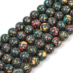 天然石瑪瑙ビーズ連売り  ラウンド  染め  カラフル  12mm  穴：1mm  約33個/連  15.55''（39.5センチメートル）&nbsp;G-U030-C01-12mm