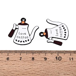 焼付塗装合金エナメルペンダント  愛の言葉が書かれたコーヒーポット  ホワイト  24x24.5x1mm  穴：1.6mm&nbsp;PALLOY-T093-21