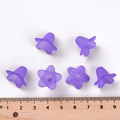 紫色のつや消し透明なアクリルフラワービーズ  17.5x12mm  穴：1.5mm&nbsp;X-PLF018-15