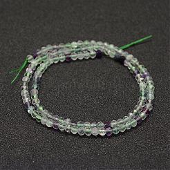 天然石蛍石ビーズ連売り  多面カット  ロンデル  3.5~4x2.5~3mm  穴：0.5~0.6mm  約126個/連  15.3~15.7インチ（39~40cm）&nbsp;G-F460-16