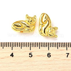 猫の合金ビーズ  チベットスタイル  鉛フリー＆カドミウムフリー  ゴールドカラー  11x14x4.5mm  穴：1mm&nbsp;TIBEP-GC183-G-RS