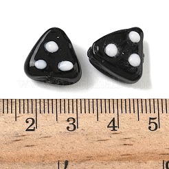 手作りランプワークビーズ  でこぼこした三角形  ブラック  12.5~14.5x14~14.5x7~8.5mm  穴：1.6~1.8mm&nbsp;LAMP-H070-02B