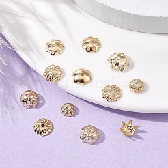 100個10スタイルの合金ビーズキャップ  花  18KGP本金メッキ  6.5~8x7.5~9.5x1.5~3mm  穴：1~1.6mm  10個/スタイル&nbsp;PALLOY-CJ0002-77