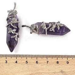 Natural Amethyst Double Terminal Pointed Pendants&nbsp;G-C144-03P-02