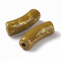 不透明なアクリルビーズ  グリッターパウダー付き  カーブチューブ  ダークチソウ  34.5x13.5x11.5mm  穴：3.1mm&nbsp;OACR-A016-05D