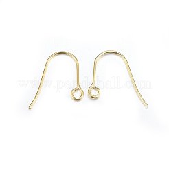 304ステンレススチールピアスフック  耳ワイヤー  水平ループ付き  18KGP本金メッキ  15x19x0.7mm  穴：2mm  21ゲージ  ピン：0.7mm&nbsp;STAS-P210-21G