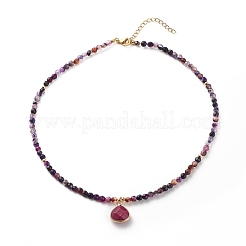 Teardrop Pendant Necklace with Round Beaded Chains&nbsp;NJEW-JN03921