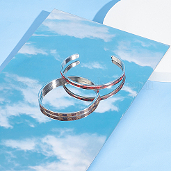 4Pcs 2 Styles Egg Shaped 201 Stainless Steel Grooved Hinged Bangles&nbsp;STAS-UN0048-69