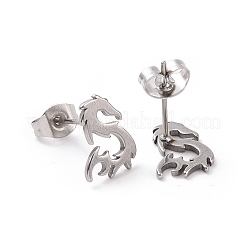 Non-Tarnish 304 Stainless Steel Tiny Dragon Stud Earrings for Men Women&nbsp;EJEW-G318-08P