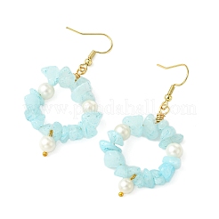Natural White Jade Beaded Dangle Earrings&nbsp;EJEW-JE07215-02