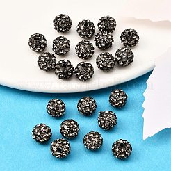 樹脂粘土ラインストーンビーズ  パヴェボールディスコビーズ  グレードA  ブラックダイヤモンド  pp11（1.7~1.8mm）  8mm  穴：1.5mm&nbsp;RB-H284-8MM-215