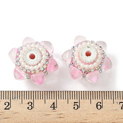 キラキラ輝くアクリルラインストーンビーズ  ABSプラスチックパール＆ガラス付き  ビーズペン用  キーホルダー  アクセサリーと工芸品  銀  ミックスカラー  20~23x16~17mm  穴：2~2.2mm&nbsp;CLAY-NH0003-01S