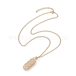 Natural Mixed Gemstone Bullet Pendant Necklaces&nbsp;NJEW-JN04529-02