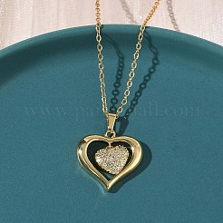 真鍮ハートペンダント 304ステンレススチールチェーンネックレス（女性用）  PVD真空メッキ  18KGP本金メッキ  18.11インチ（46cm）&nbsp;NJEW-D341-03G