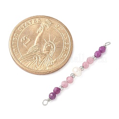 Faceted Round Natural Ruby & Pink Tourmaline & Potato Natural Cultured Freshwater Pearl Beaded Connector Charms&nbsp;PALLOY-JF03532-09