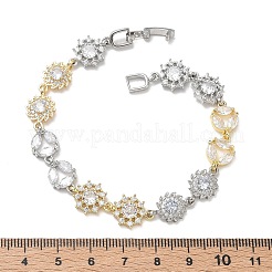 Brass Micro Pave Clear Cubic Zirconia Link Chain Bracelets for Women&nbsp;BJEW-C156-06A-GP