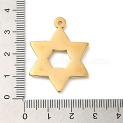 304ステンレスペンダント  ダビデの星のチャーム  18KGP本金メッキ  34x26x3mm  穴：1.8mm&nbsp;STAS-D011-02G