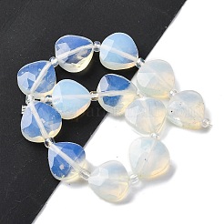 オパールビーズ連売り  多面カットハート  シードビーズで  12x12x5mm  穴：1.2mm  約12個/連  6.50''（16.5センチメートル）&nbsp;G-P570-E10-02