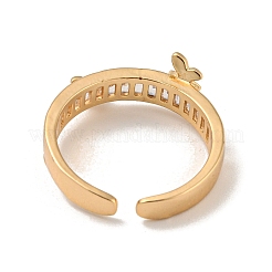 Brass with Cubic Zirconia Open Cuff Rings&nbsp;RJEW-B052-04G-02