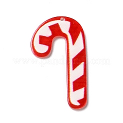 クリスマス樹脂ペンダント  クリスマスパーティーの装飾用の不透明チャーム  キャンディー棒  46.5x26.5x2mm  穴：1mm&nbsp;RESI-K019-09G