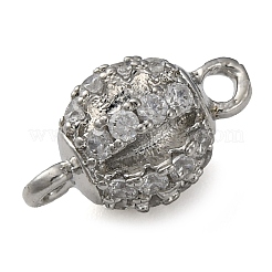 Brass Micro Pave Clear Cubic Zirconia Connector Charms&nbsp;KK-A230-06C-P